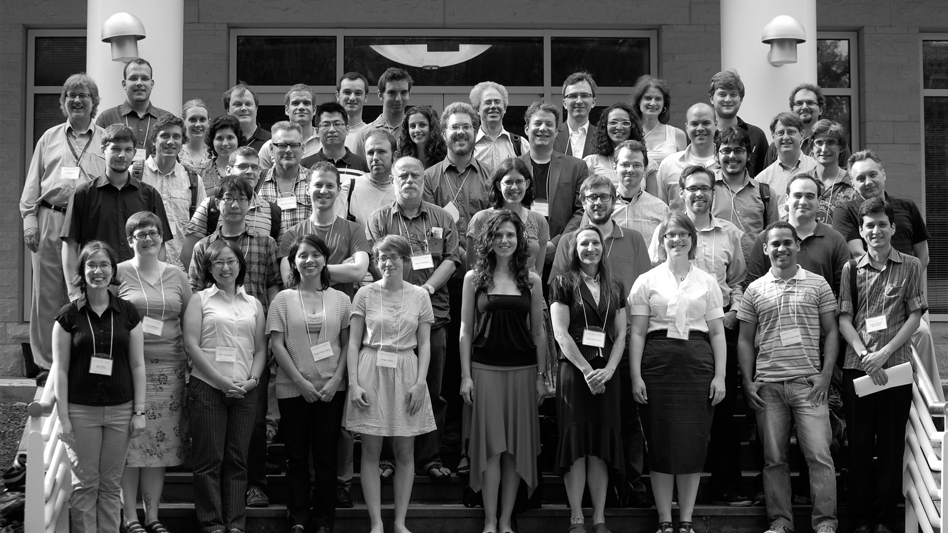 First Early Career Conference group photo b/w wide crop