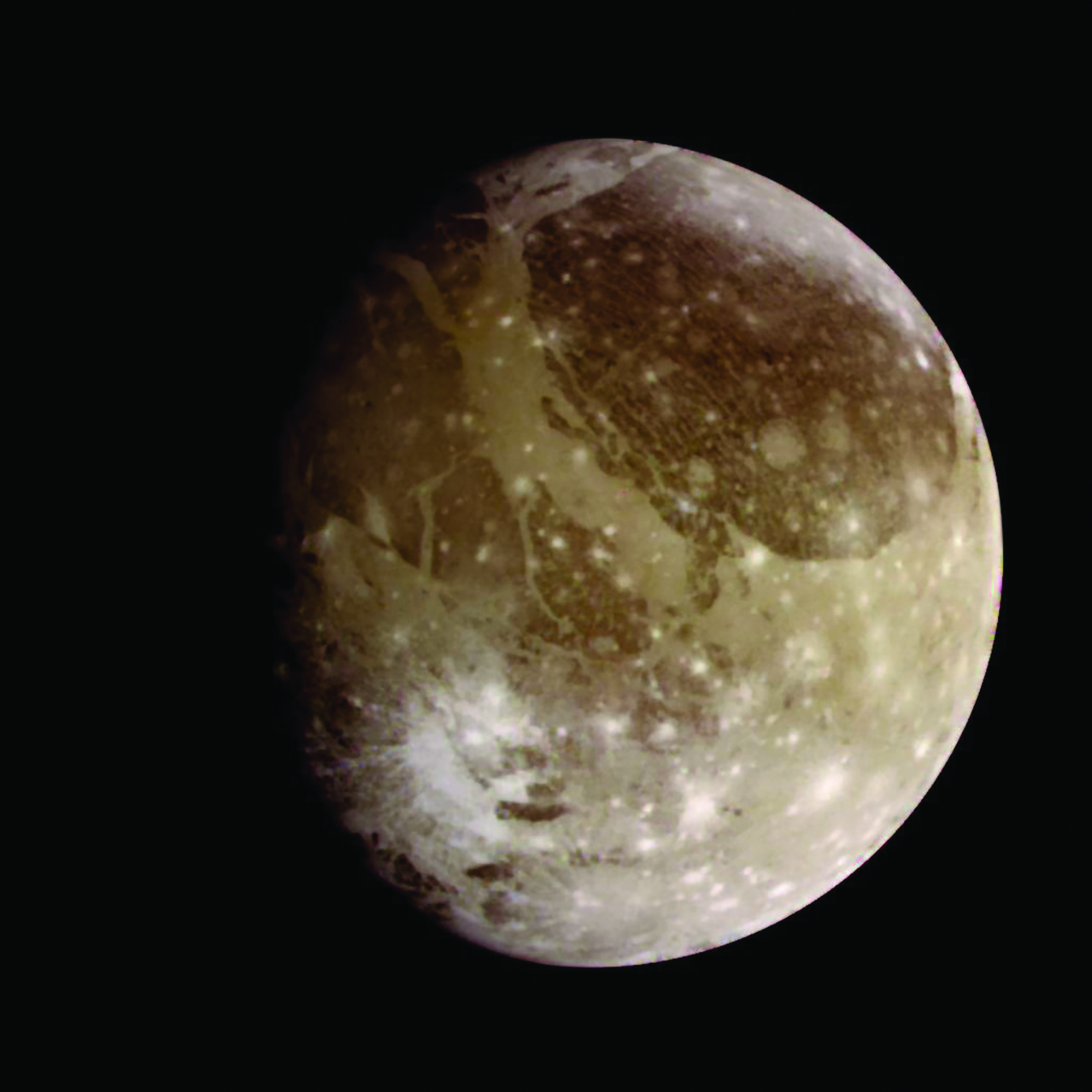 A natural-color image of a moon.