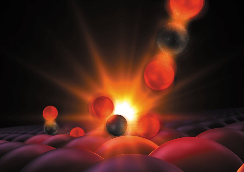 Scientists Get First Glimpse of a Chemical Bond Being Born. This illustration shows atoms forming a tentative bond, a moment captured for the first time in experiments with an X-ray laser at SLAC National Accelerator Laboratory. Image courtesy of SLAC.