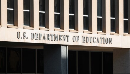 The front of the Department of Education headquarters in Washington, DC.