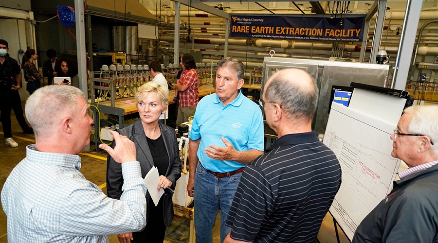 Sen. Joe Manchin (D-WV) and Energy Secretary Granholm visited the Rare Earth Extraction Facility at West Virginia University this month.