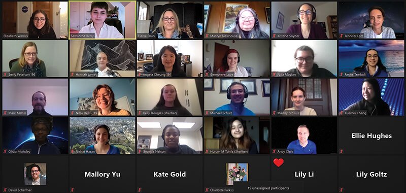A screenshot from the virtual alumni panel hosted by Bryn Mawr's SPS chapter. Image courtesy of Samantha Berry.