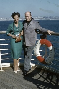 Telegdi Valentine C16 - Lia (left) and Val (right) Telegdi aboard the CGT French Line ship the SS Liberte.