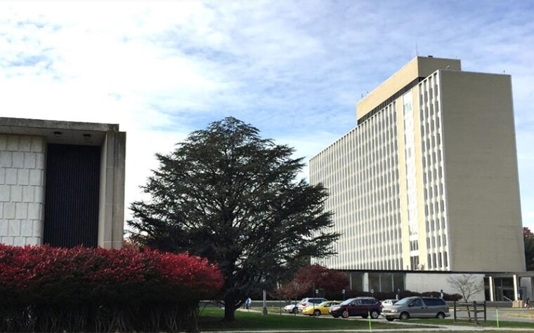Building 101, the main administrative building on NIST’s campus in Gaithersburg, Maryland