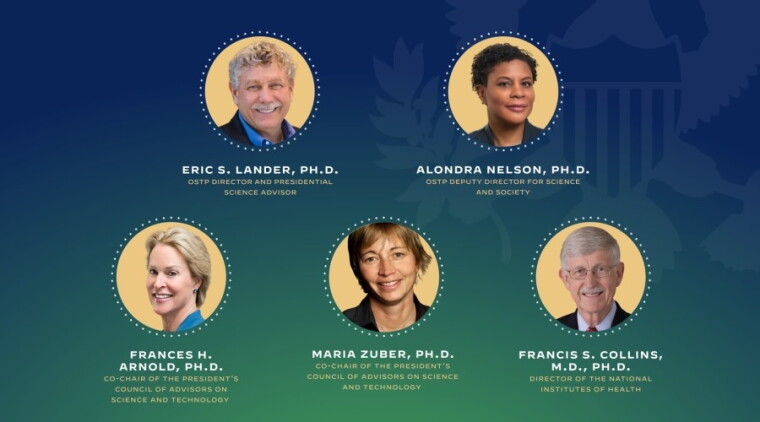 Biden's “science team”: Eric S. Lander, Alondra Nelson, Frances H. Arnold, Maria Zuber, and Francis S. Collins.