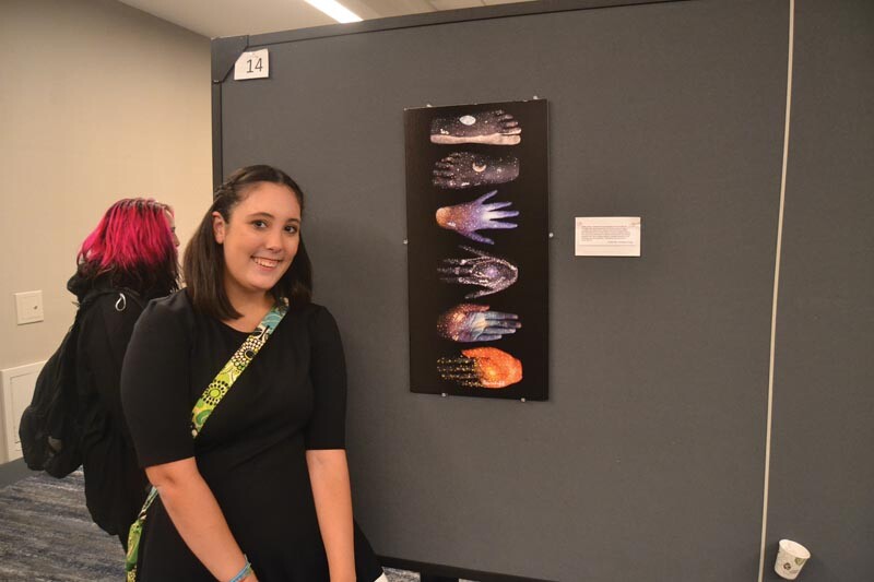 Jordan Rice, Carthage College, is pictured with her piece