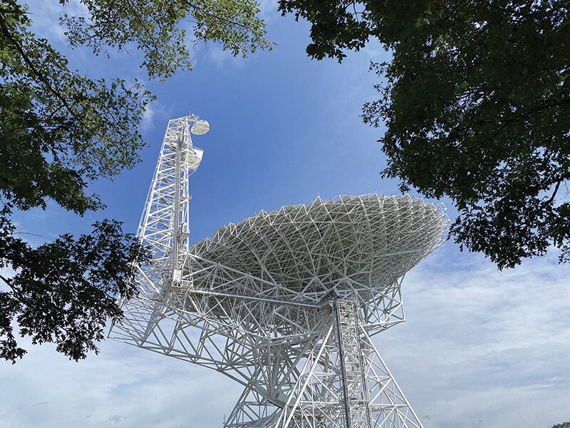The Robert C. Byrd Green Bank Telescope, or GBT, is the world's premiere single-dish radio telescope operating at meter-to-millimeter wavelengths. Photo courtesy of the Green Bank Observatory.