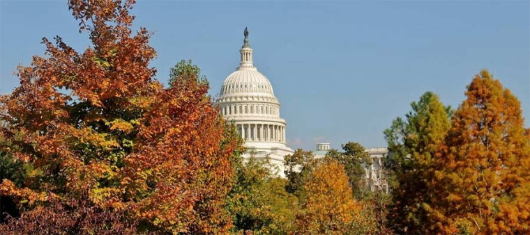 Capitol building in the fall