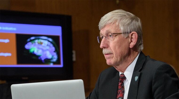 NIH Director Francis Collins testifying before the Senate Health, Education, Labor, and Pensions Committee in 2017.