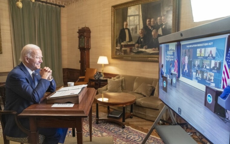 Biden during a video call