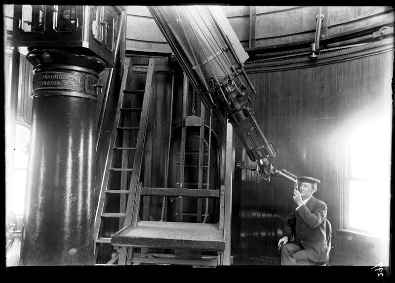 Observer Frederick Slocum using a spectroscope on the 12