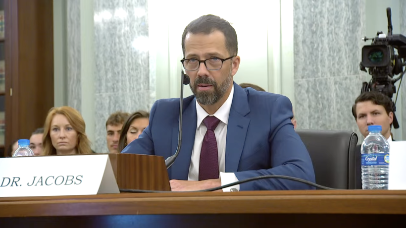 Neil Jacobs testifies at his Senate nomination hearing on July 9, 2025.