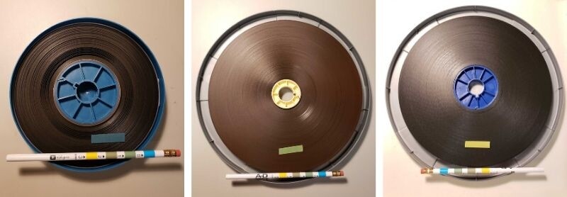 3 films showing a variety of A-D strip test results