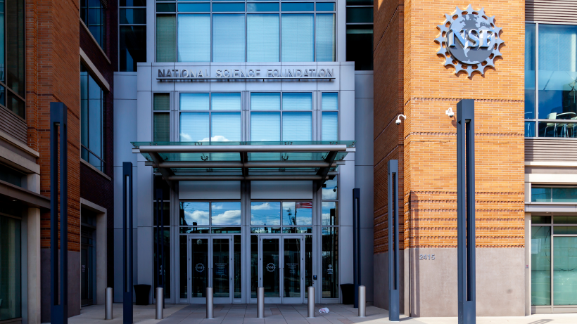 The entrance to the headquarters of the National Science Foundation.
