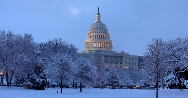Capitol building in the winter