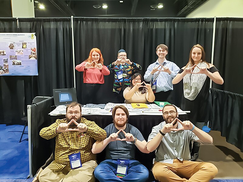 Payton Arber, Calvin Clardy, Sarah Vue (seated), Joseph Schuster, and Becca Voss.