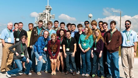 Coe College attendees enjoy a tour of NASA's Kennedy Space Center during the 2012 Quadrennial Physics Congress. Photo by Ken Cole.