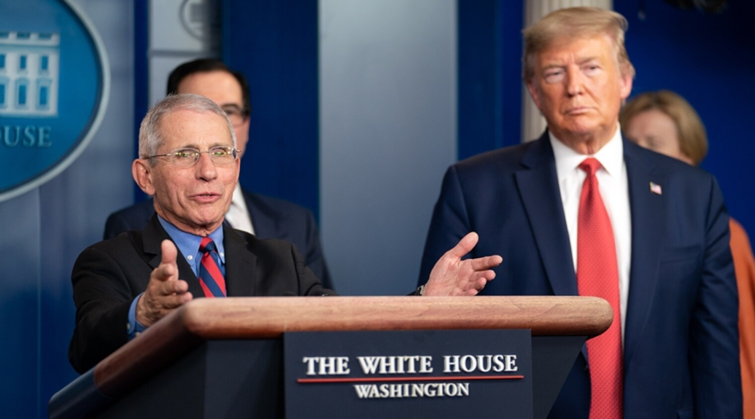 Anthony Fauci speaking at a March 25 briefing by the White House Coronavirus Task Force.