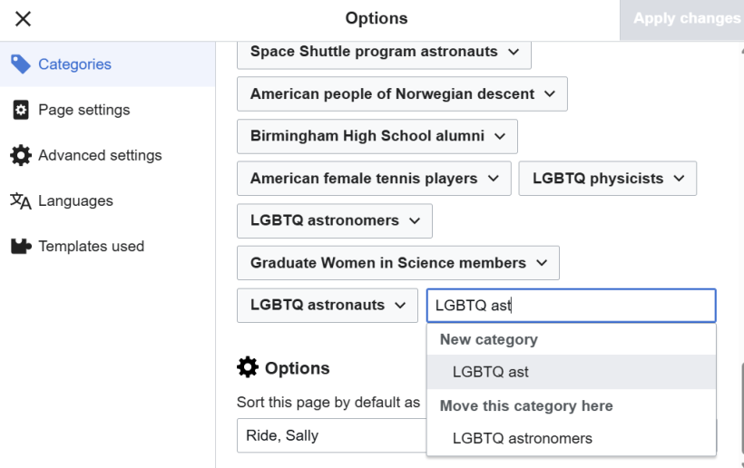 screenshot of Wikipedia edit