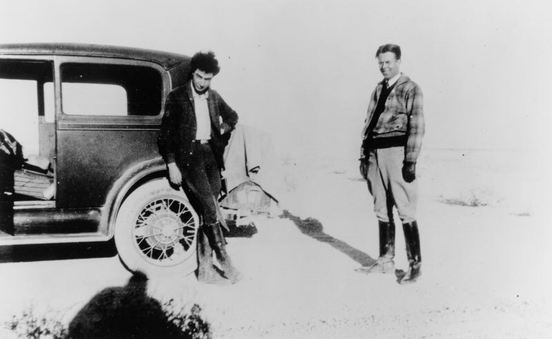 Robert Oppenheimer (left) and Ernest Lawrence at Oppenheimer's New Mexico ranch, Perro Caliente (