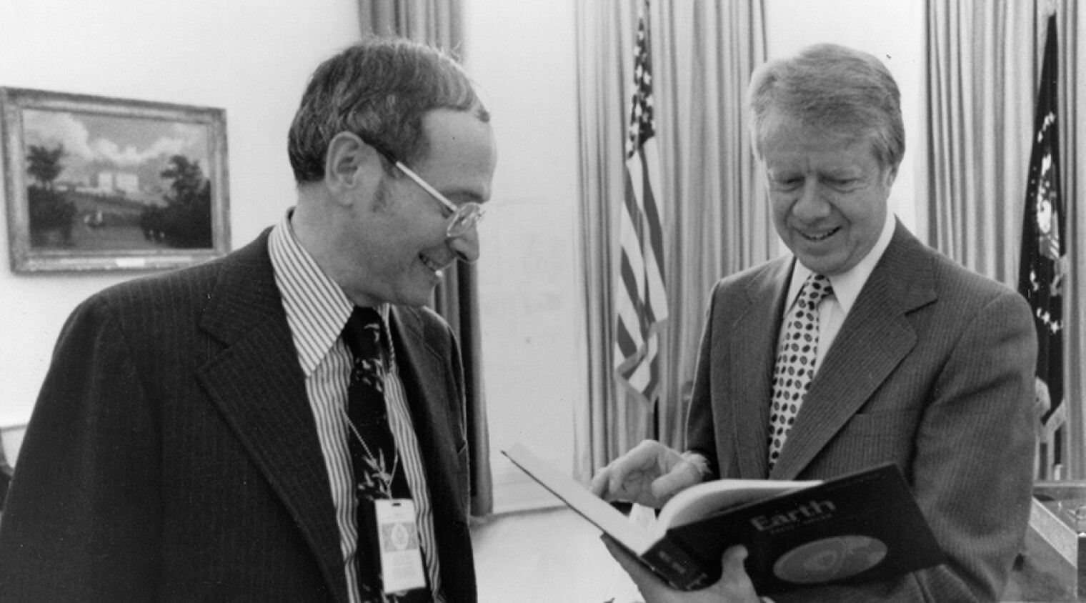 Frank Press, left, with President Jimmy Carter, for whom he served as White House science advisor from 1977 to 1981.