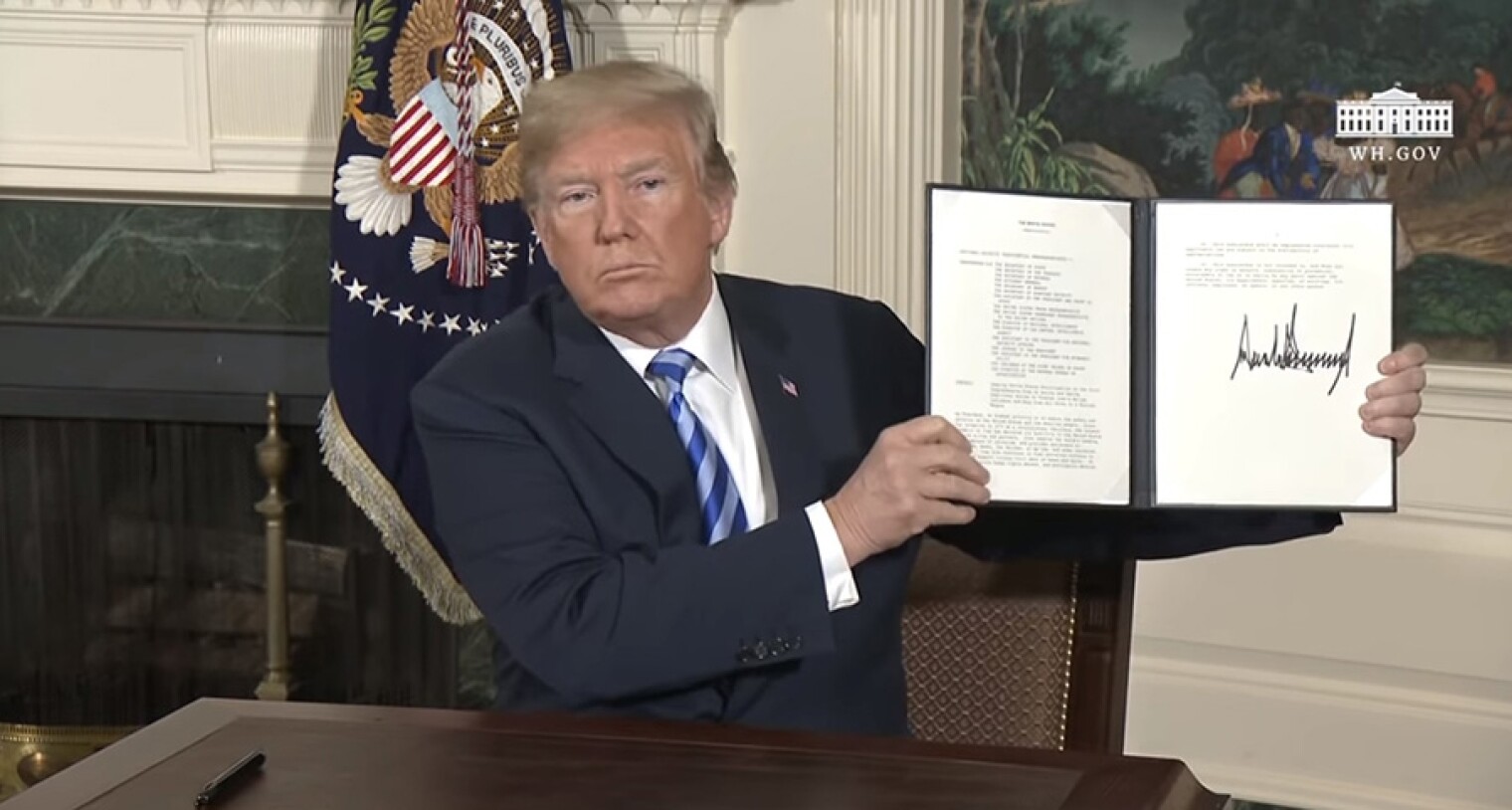 Trump Iran Deal Withdrawal Ceremony
