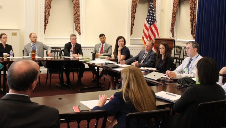 A meeting of the National Science and Technology Council’s Research Security Subcommittee earlier this month.