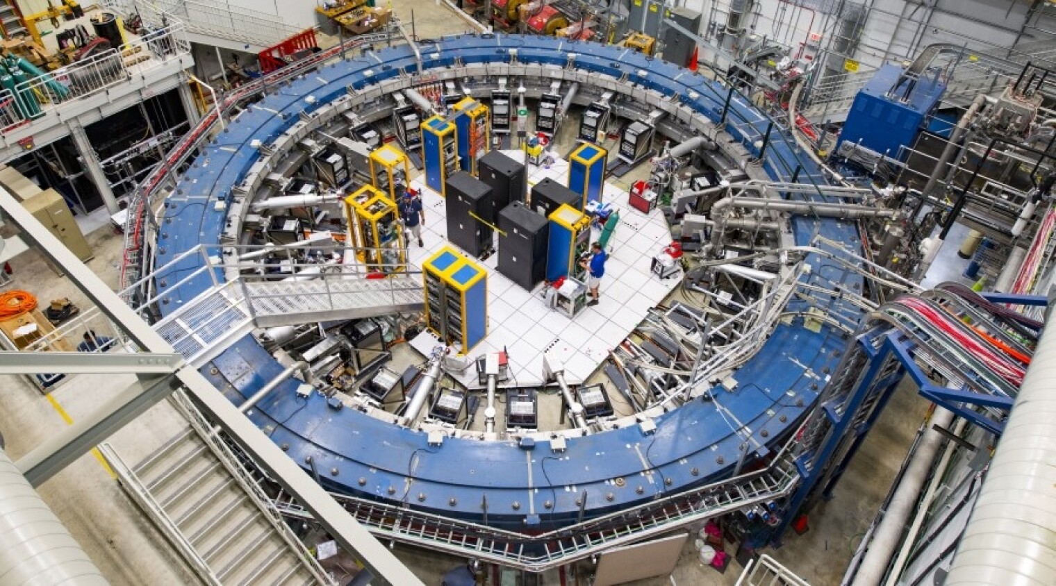 The Muon g-2 magnetic storage ring at Fermilab, which was moved 3,200 miles from Brookhaven National Lab in 2013.