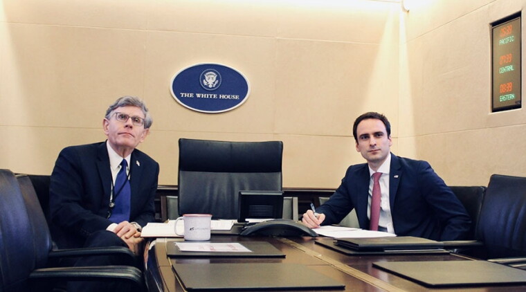 White House Office and Science Technology Policy Director Kelvin Droegemeier, left, and U.S. Chief Technology Officer Michael Kratsios pictured in May.