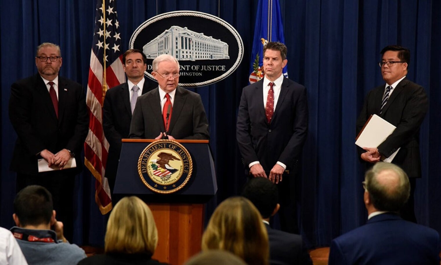 DOJ press conference on China counterespionage initiative