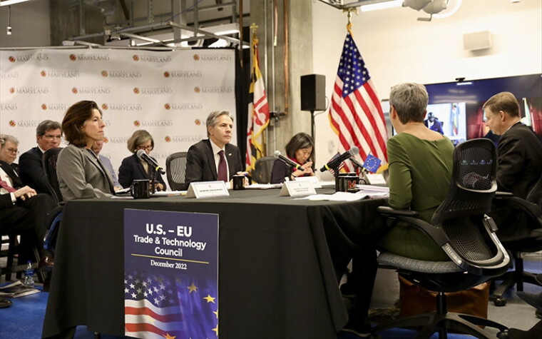 Secretary of State Antony Blinken at a meeting of the U.S.-EU Trade and Technology Council