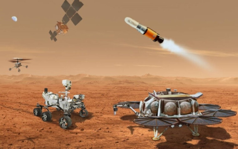 Conceptual art showing architecture for the Mars Sample Return mission