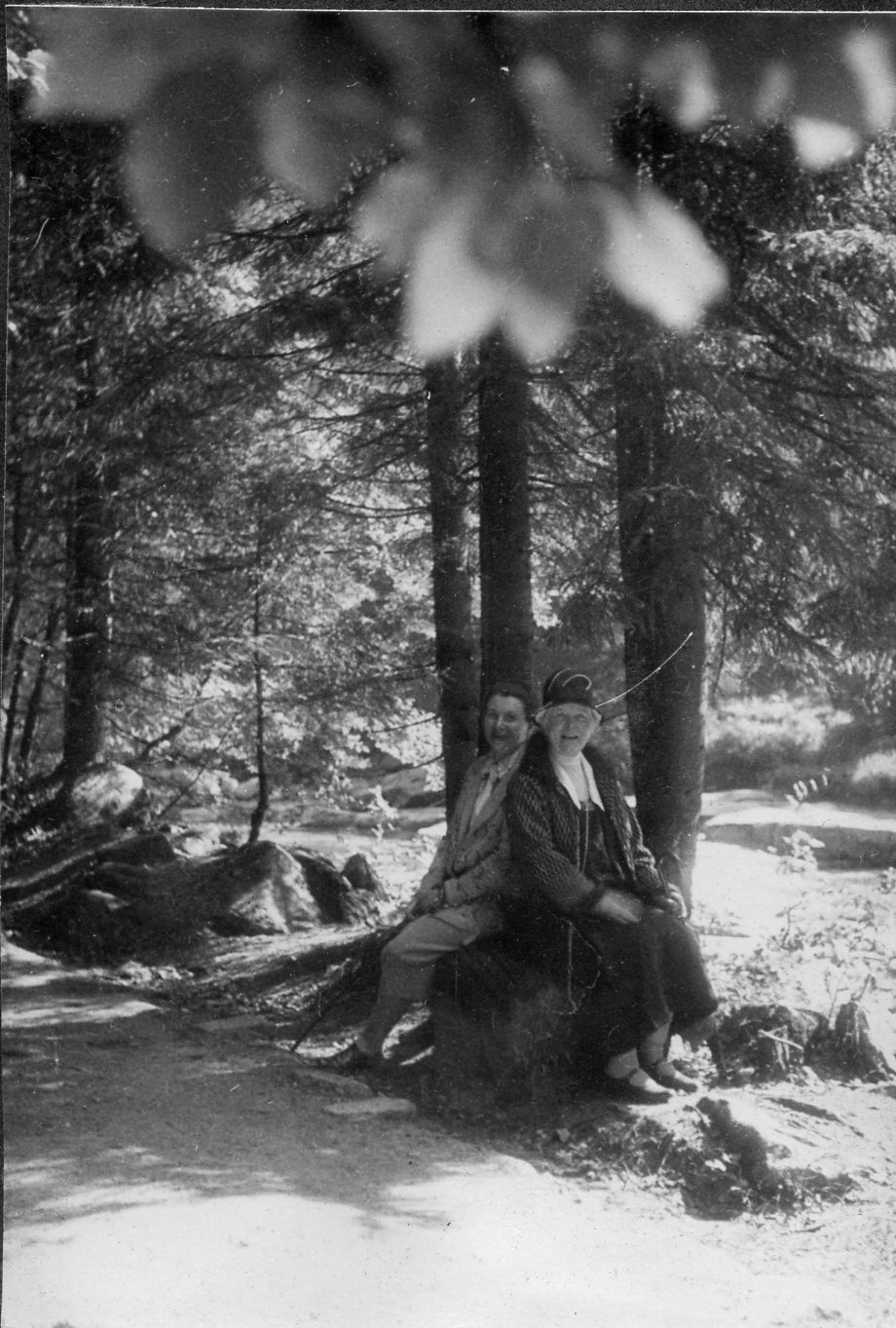 Hedwig Kohn and Frau Senftleben sitting by trees 